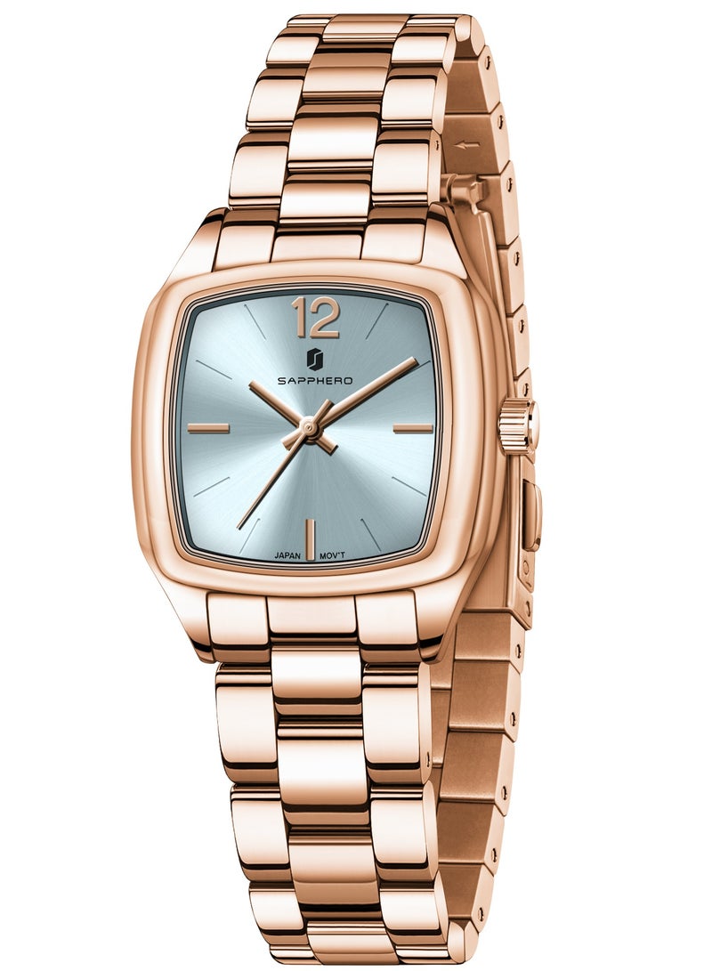 سافيرو ساعة نسائية، ساعة نسائية فاخرة، ساعة نسائية بسوار، ساعة صغيرة مقاومة للماء من الفولاذ المقاوم للصدأ حتى 3ATM - Image 1